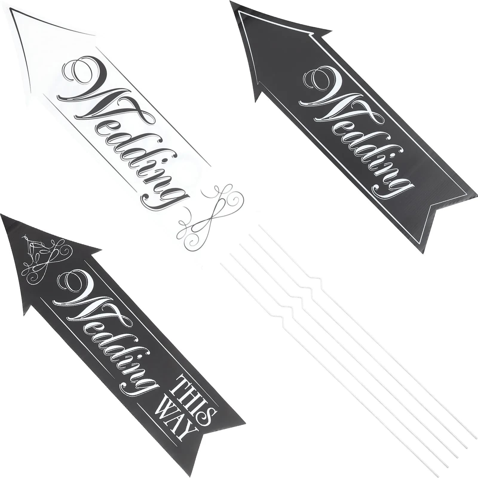 Set di 1 Cartello Direzionale per Matrimonio a Forma di Freccia Classica, Decorazione per Feste Nuziali, Segnali di Benvenuto per Cerimonie all'Aperto