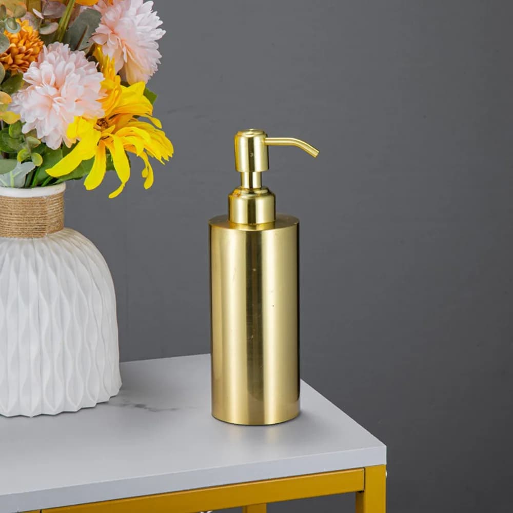 Stainless Steel Soap Dispenser Gold With Pump Shampoo Dispenser 260ml Capacity Refillable Liquid Soap Dispenser
