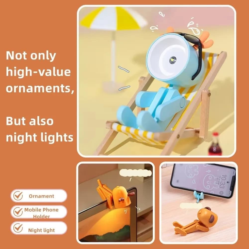 Nuova mini lampada da scrivania pieghevole regolabile a luce notturna a LED Lampada da notte portatile per cartoni animati Decorazione della stanza