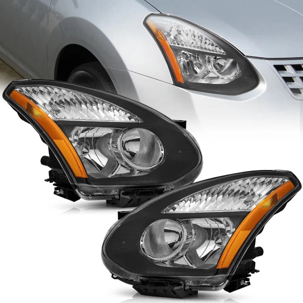 Coppia di fari anteriori per Nissan Rogue 2008-2013/2014-2015 Select, neri, sinistro e destro