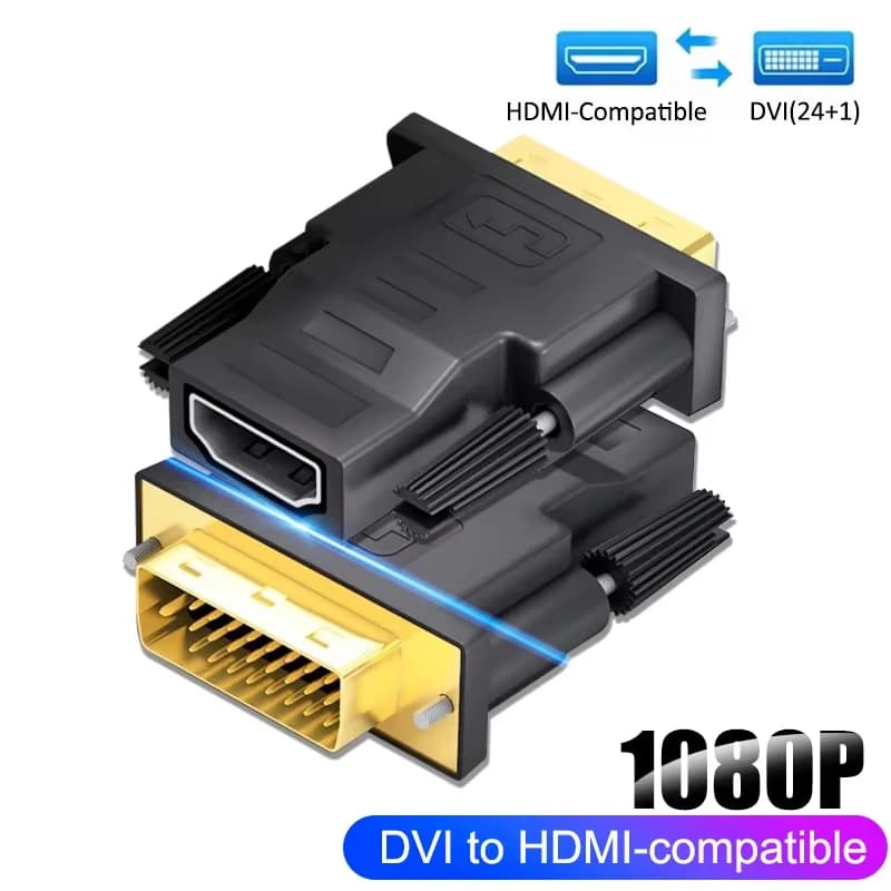 DVI Adapter to HDMI Compatible, DVI Gold Plated Adapter to HDTV, DVI 24+1 Male Connector to HDMI Female for HDTV and Projector