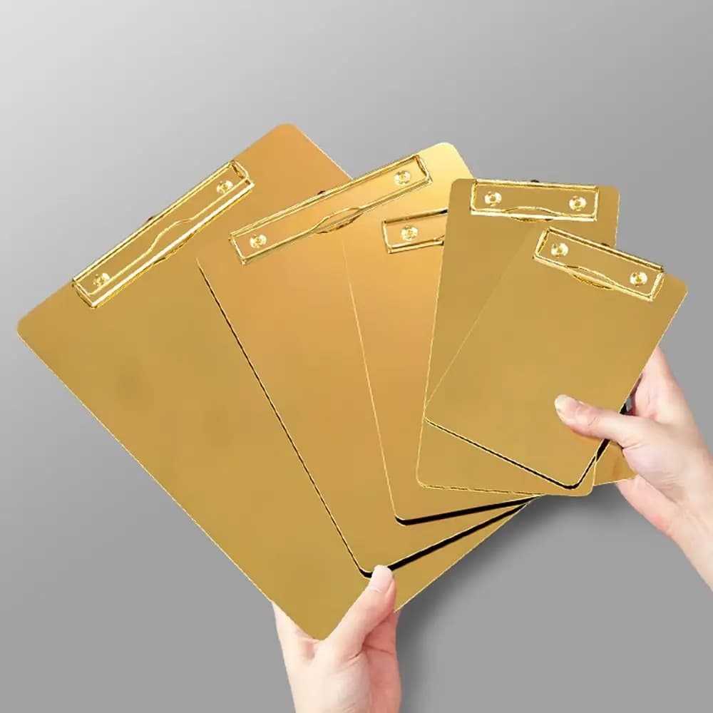 Cartella Portadocumenti A4/A5 in Acciaio Inossidabile, Cartella Porta Fogli Rigida Oro/Argento, Blocco per Appunti Multifunzione per Ufficio