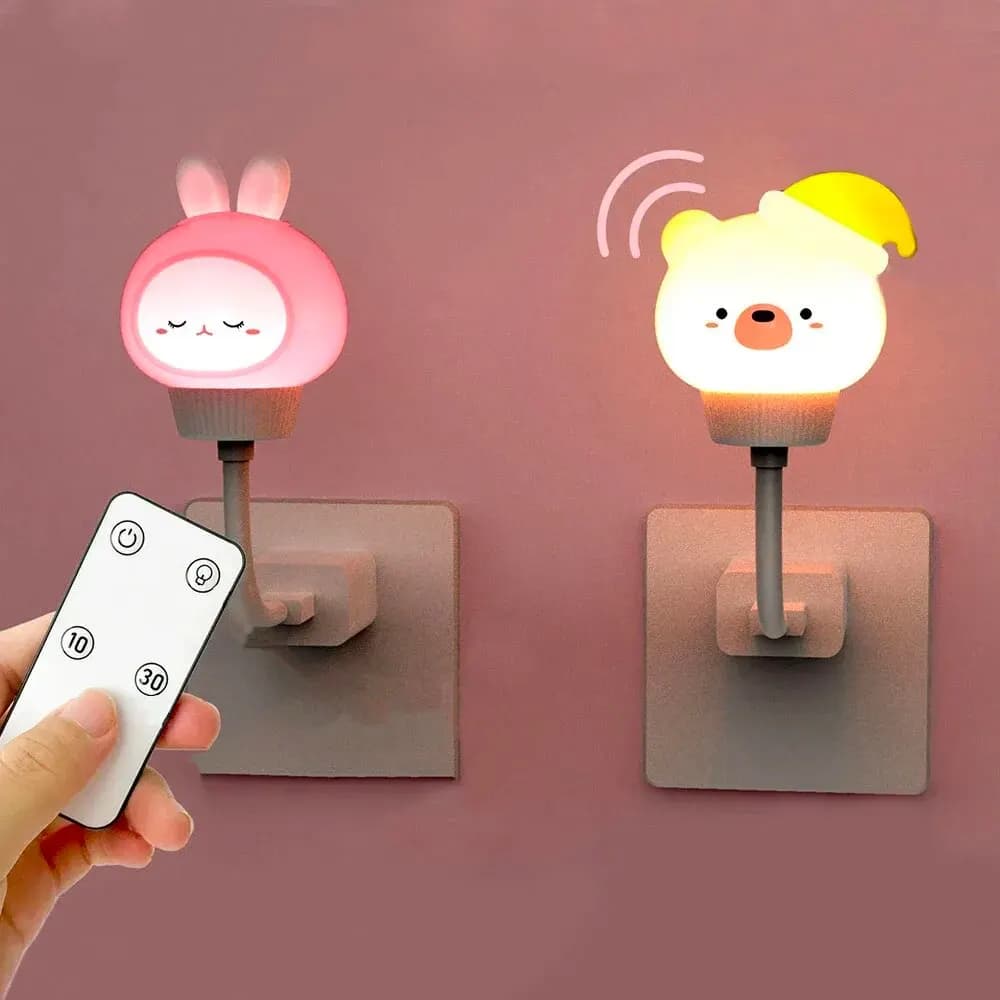 USB Night Light LED Chlidren Cute Cartoon Night Lamp Bear Chick Kitten telecomando per Baby Kid Bedroom Decor lampada da comodino