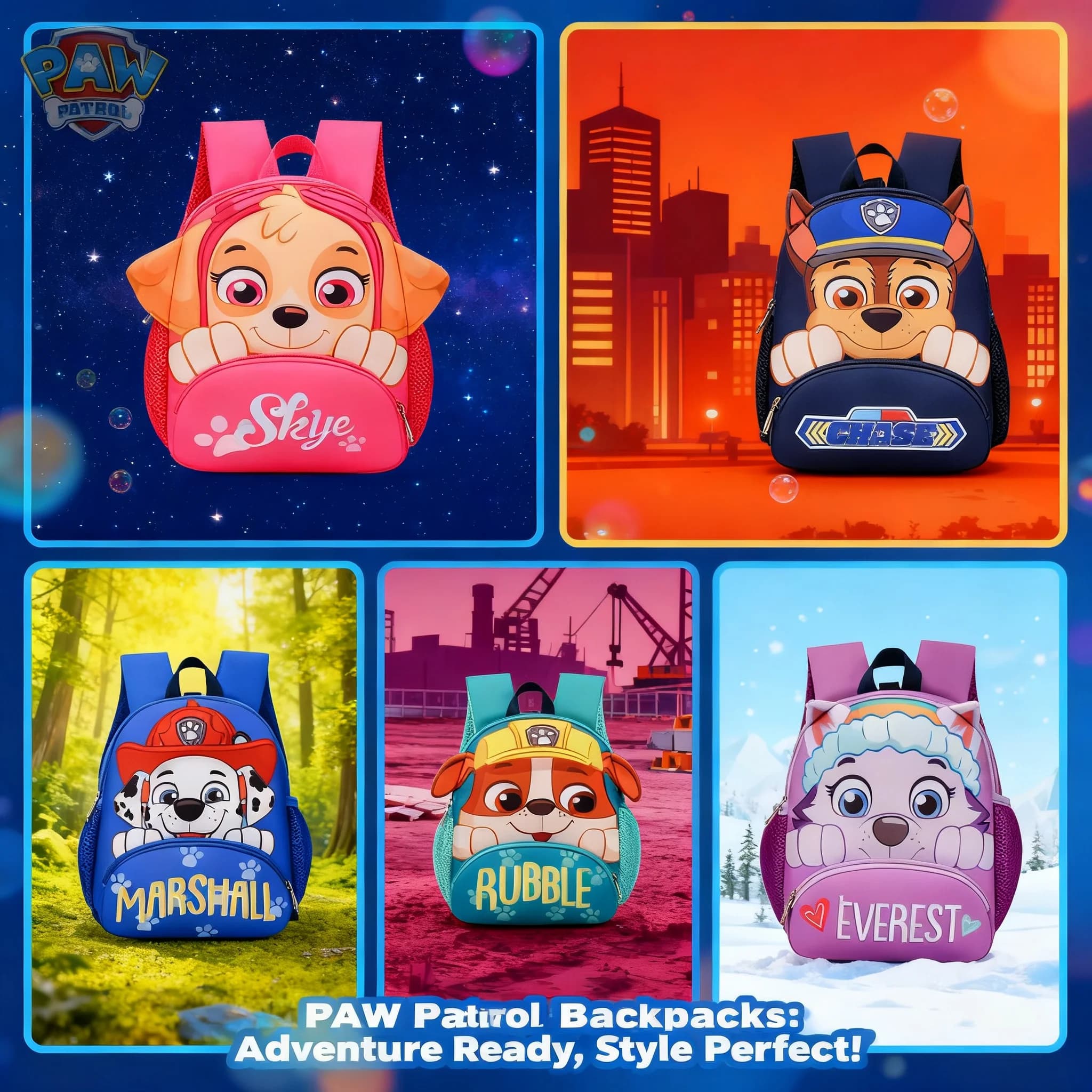 Paw Patrols Anime Chase Skye Kawaii Cute Nylon Backpack For Boy Girl Comfort Leisure Shoulders Bags Knapsack Surprise Gift