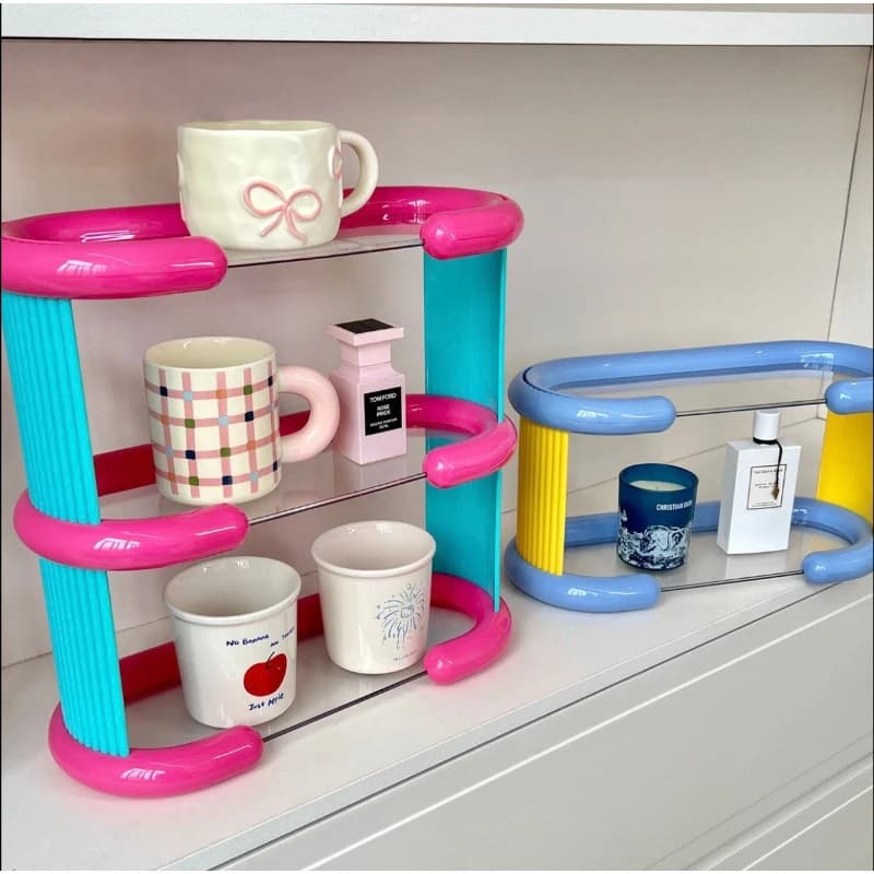 Luxury Aesthetic Desktop Cup Organizer Rack, Elegant Table Display Shelf for Coffee Mugs Teacups Dining Room Home Water Bar