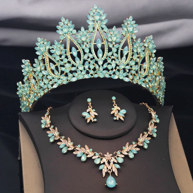 Queen Tiaras Jewelry Sets for Women Bridal Wedding Necklace Earrings Crown Set Party Birthday Pageant Diadem Accessories
