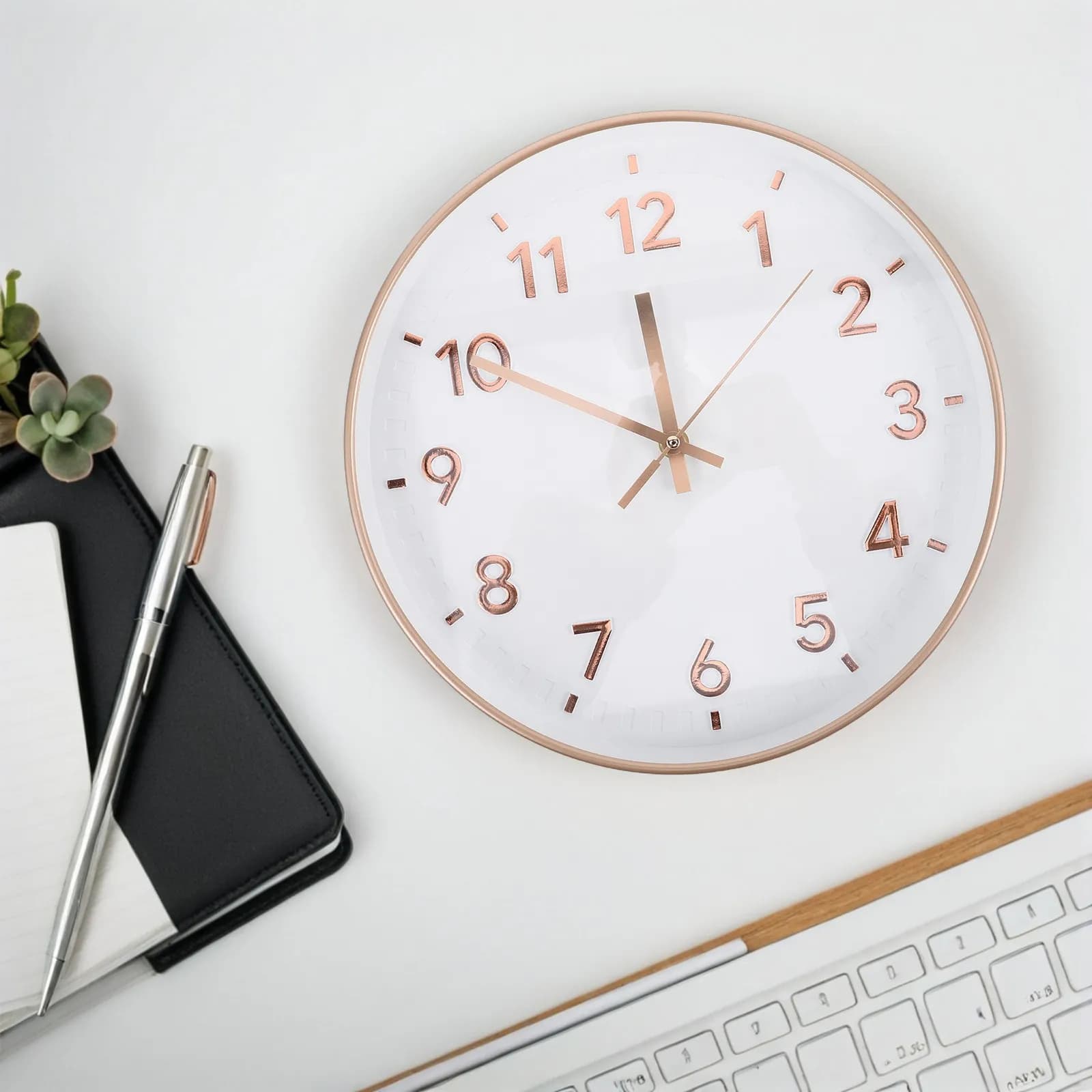 12-Inch Silent Round Wall Clock Modern Minimalist Style for Living Room Bedroom Kitchen Office Dining Room Wall Clock