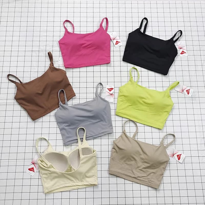 Reggiseno sportivo monopezzo da donna: controllo del rimbalzo con cinturino per spaghetti, traspirante per yoga, corsa, palestra