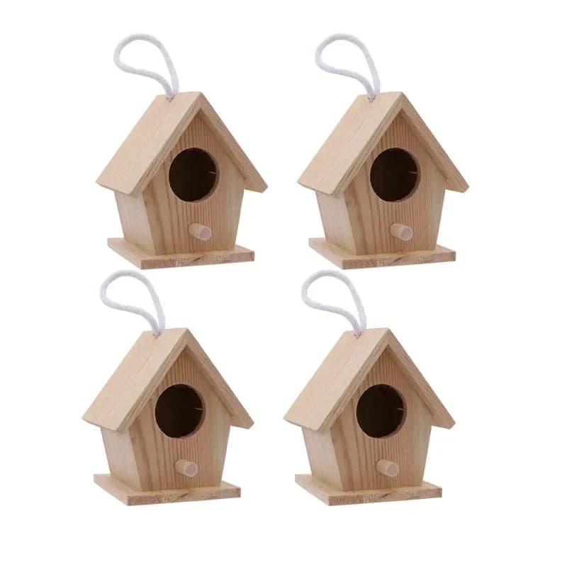 Natural Unfinished Handmade Christmas Wood Bird House Cheap Bird Houses Small Wooden Bird Houses