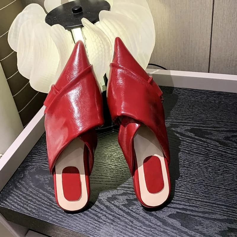 Summer Pointed Toe Lightweight Baotou Slippers Fashion Slip-on Soft Slip Low Heel Shoes