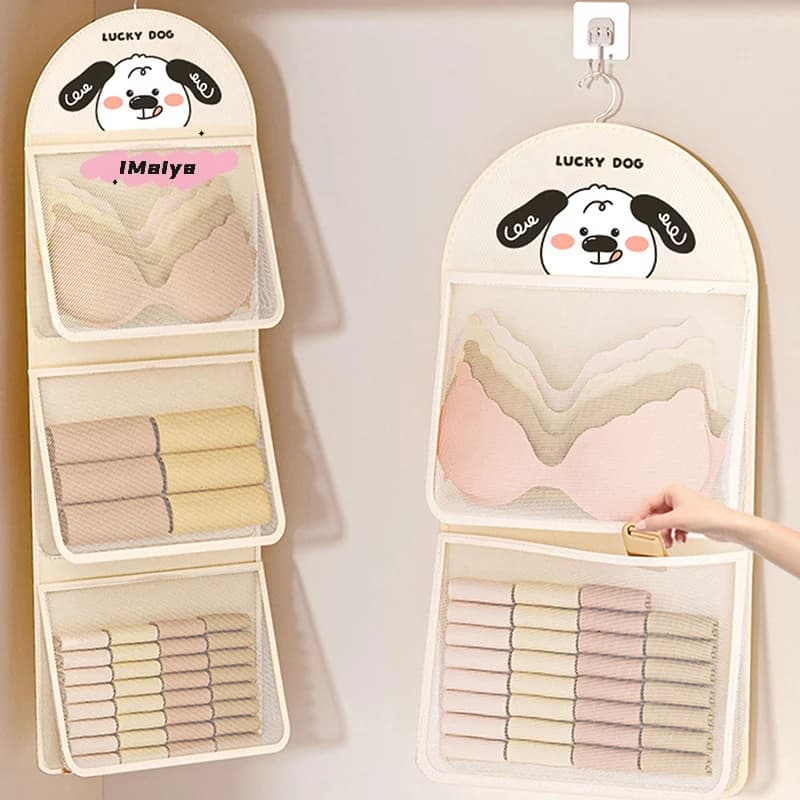 1/2/3 layer mesh storage bag saves space underwear socks organizer breathable wardrobe with clothes hangers