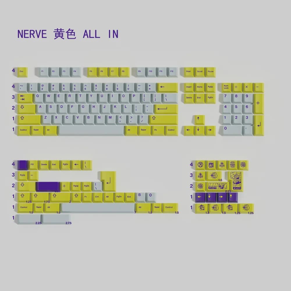 PBT Keycap Cherry Profilo Clone GMK NERVE Keycaps Cherry Profilo Dye-Sub Key Cap Per MX Tastiera Meccanica GH60 61 68 75 87 108