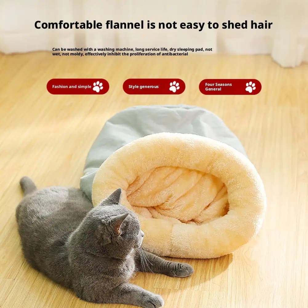 Autumn and winter cat's hut Small and medium sized nest Comfortable hot washed cat for semi-closed pets Ne F4N1
