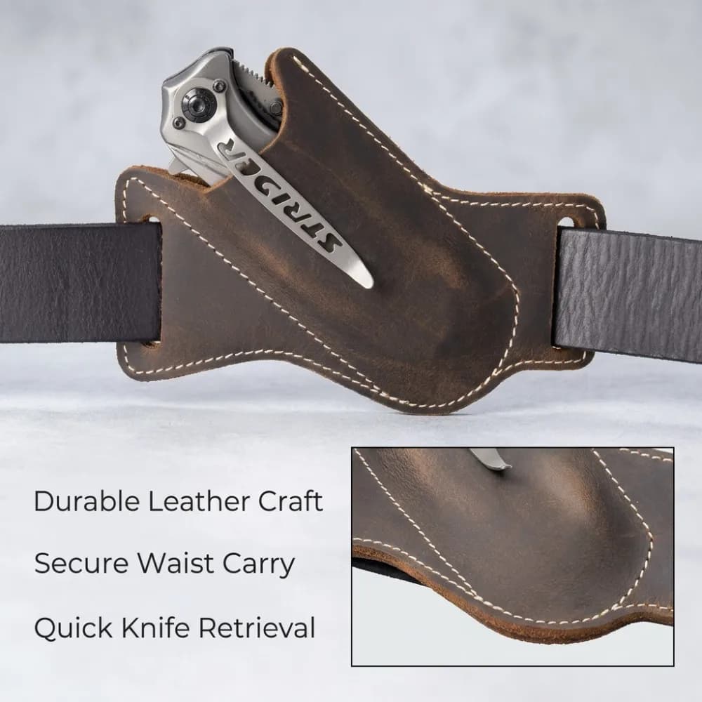 Custodia in pelle antigraffio per coltello pieghevole, con clip da cintura, porta coltello tascabile, attrezzi da campeggio (1 pezzo)