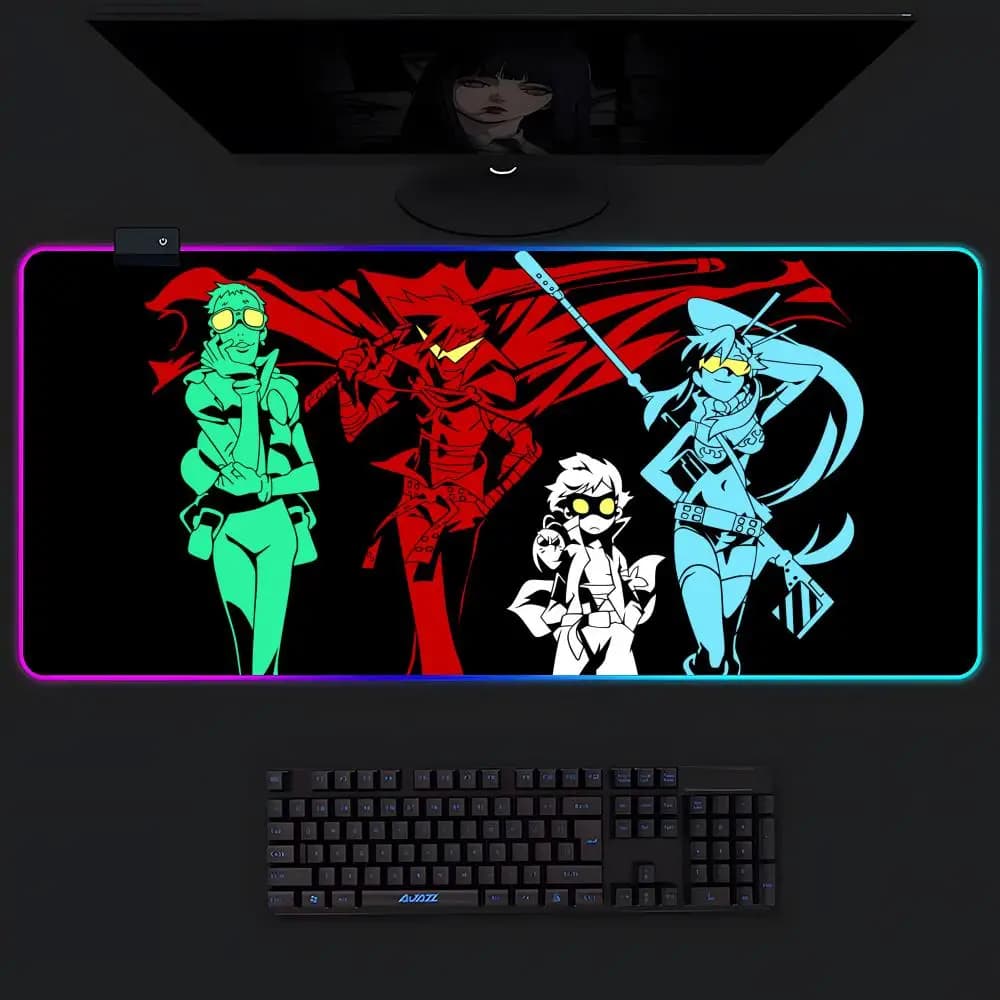 G-Gurren L-Lagann Mouse Pad Gamer Luminescenza Led Mouse Pad Tavolo da gioco Rgb Deskmat Tastiera Pc Mousepad