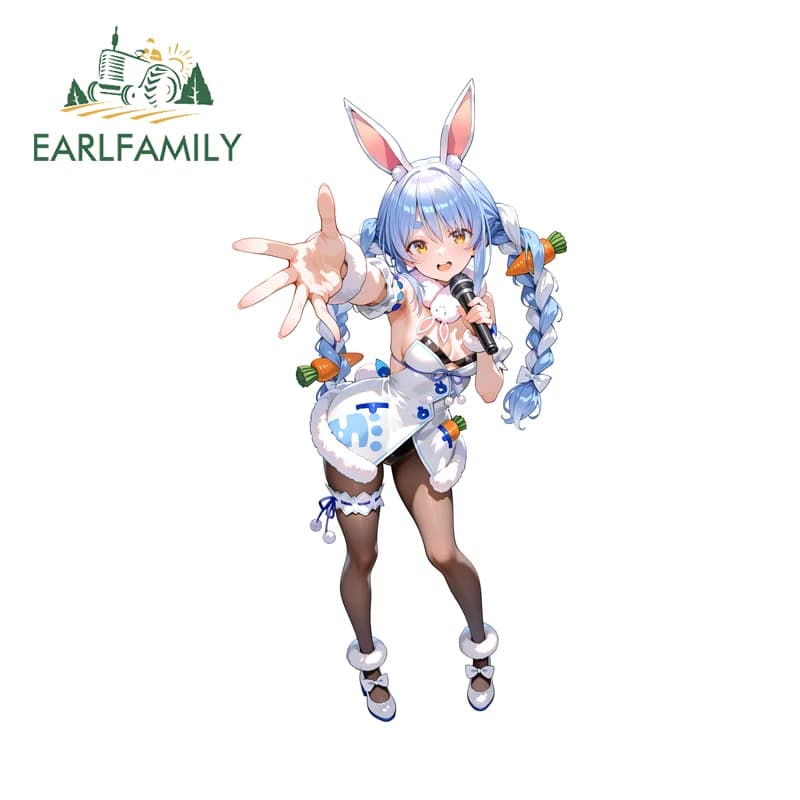 EARLFAMILY Hololive Usada Pekora Fine Stickers Hot Anime Theme Motorcycle Trunk Decals Vinyl Sunscreen Fishing Tackle Box Decor