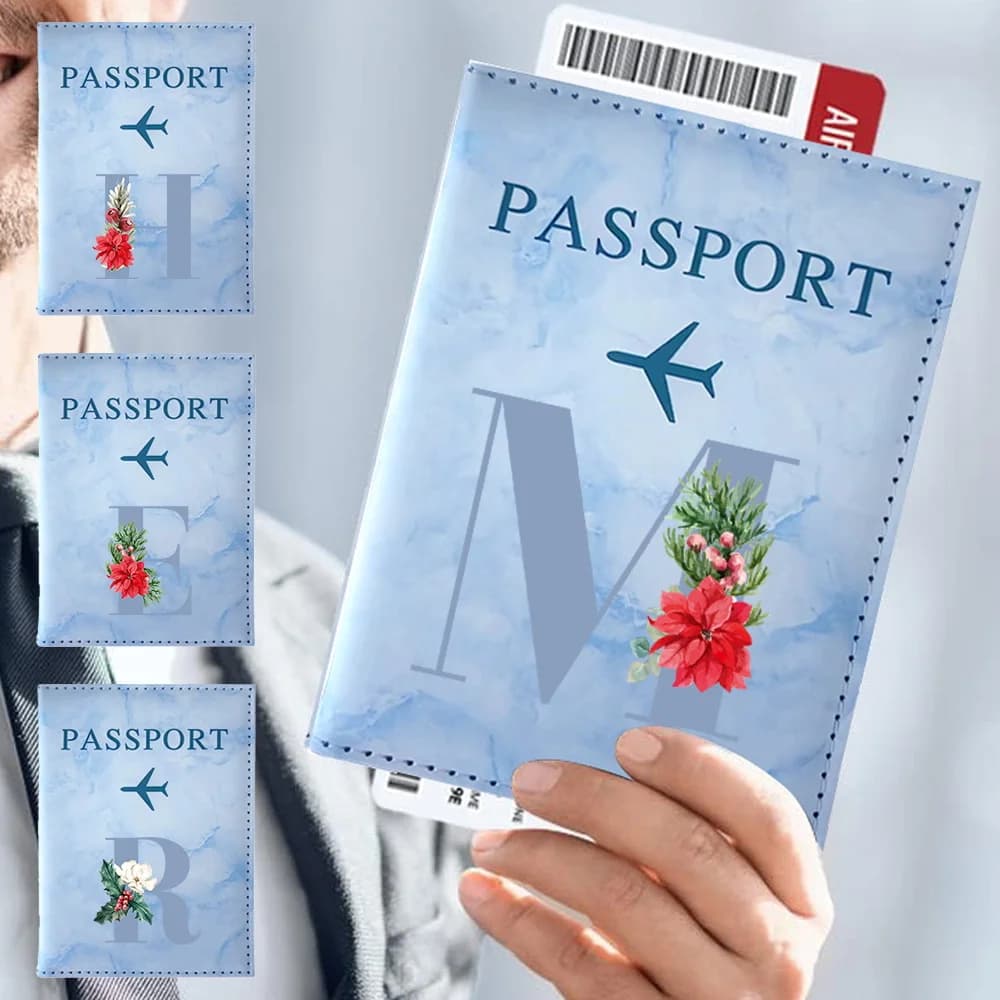 Custodia protettiva per passaporto impermeabile da viaggio custodia per passaporto in pelle PU Air Plan accessori da viaggio per serie Unisex blu