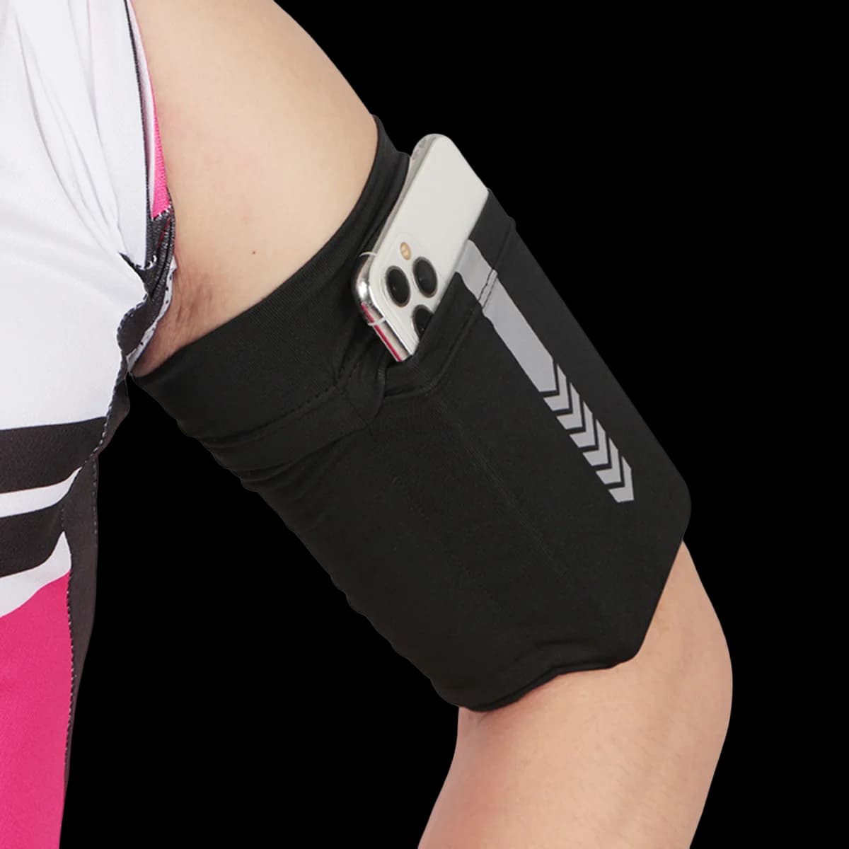 Reflective arm band for racing phone, breathable sports armband for smartphone, soft and elastic case for arm phone