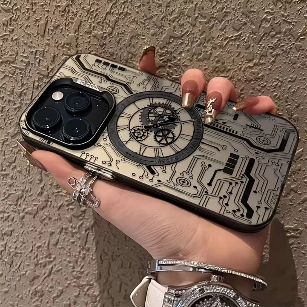Cover per iPhone con motivo circuito meccanico a vento IMD per iPhone 17 16 15 14 13 12 11 Pro Xs Max Plus Air Mini XR X 17e 16e