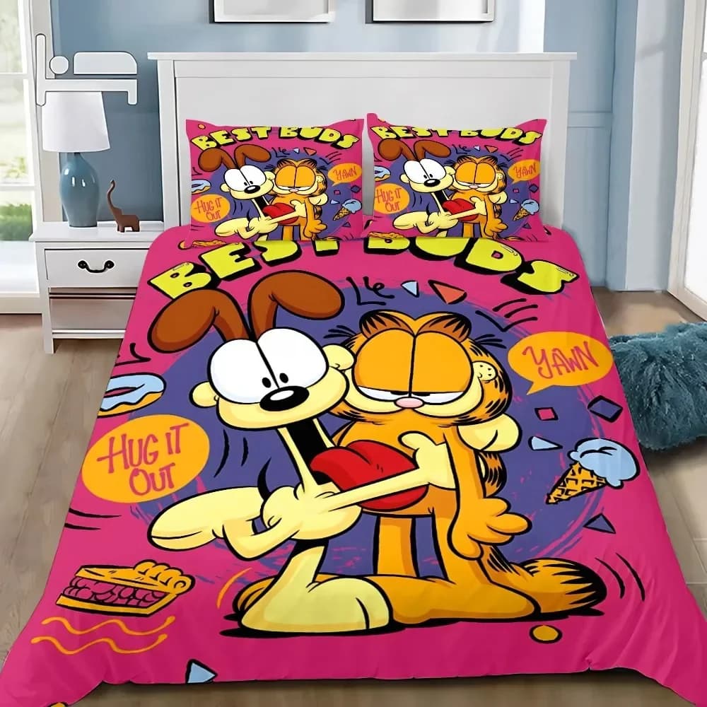 Cartoon G-Garfields Digital Printing Bedding Set Exquisite 3D The Cat Family Wallpaper Duvet Cover Comforter Bed Girl Boys Gift