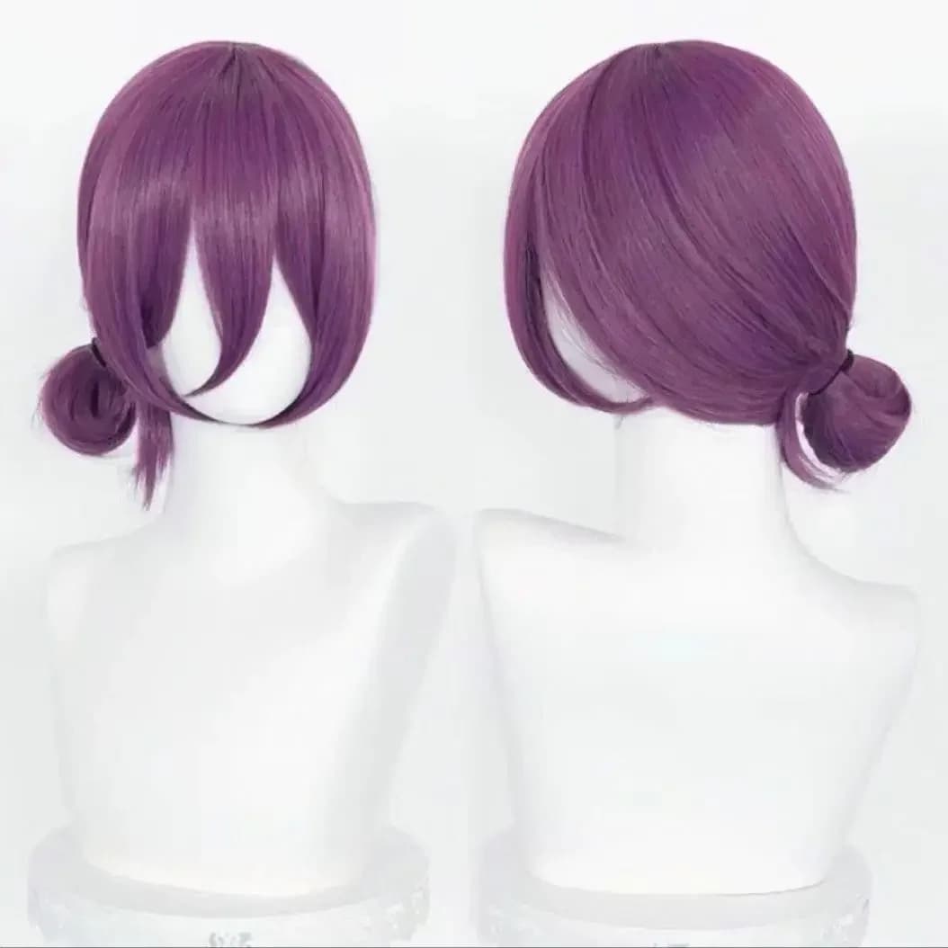Parrucca Cosplay Anime Reze, parrucca viola da 45 cm con collare, parrucca cosplay anime per donne