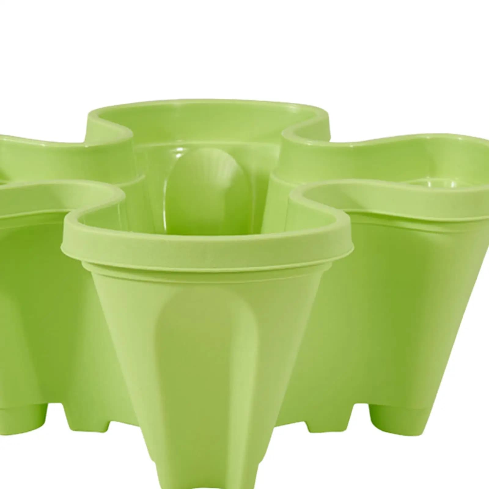 Stackable Vertical Garden Planter Strawberry Planting Pot for Peppers Flowers , Green