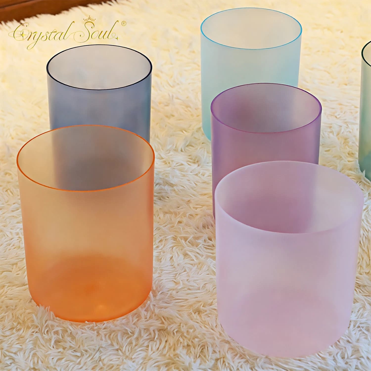 CrystalSoul 432Hz Matte Transparent Alchemy Crystal Singing Bowl 7 Chakras Set singing Bowls with accessories and Bag