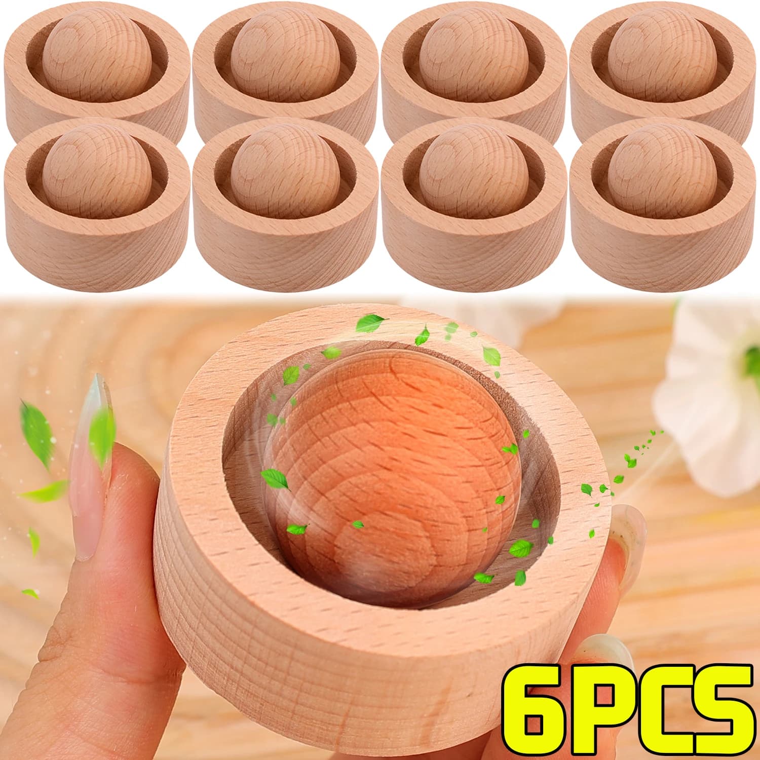6/1PCS Sfera Rotonda Legno Diffusore di Olio Essenziale Aroma Fragranza Olio Aromaterapia Diffusore per Home Office Auto Camera Da Letto Soggiorno