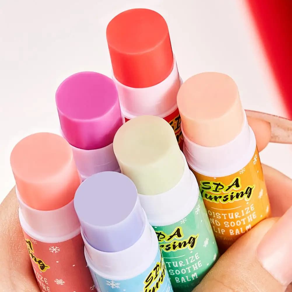 Gift set for lipstick, lip balm for fruit taste from 6 pieces, long-term nourishing lip mask, Christmas lip balm gift set