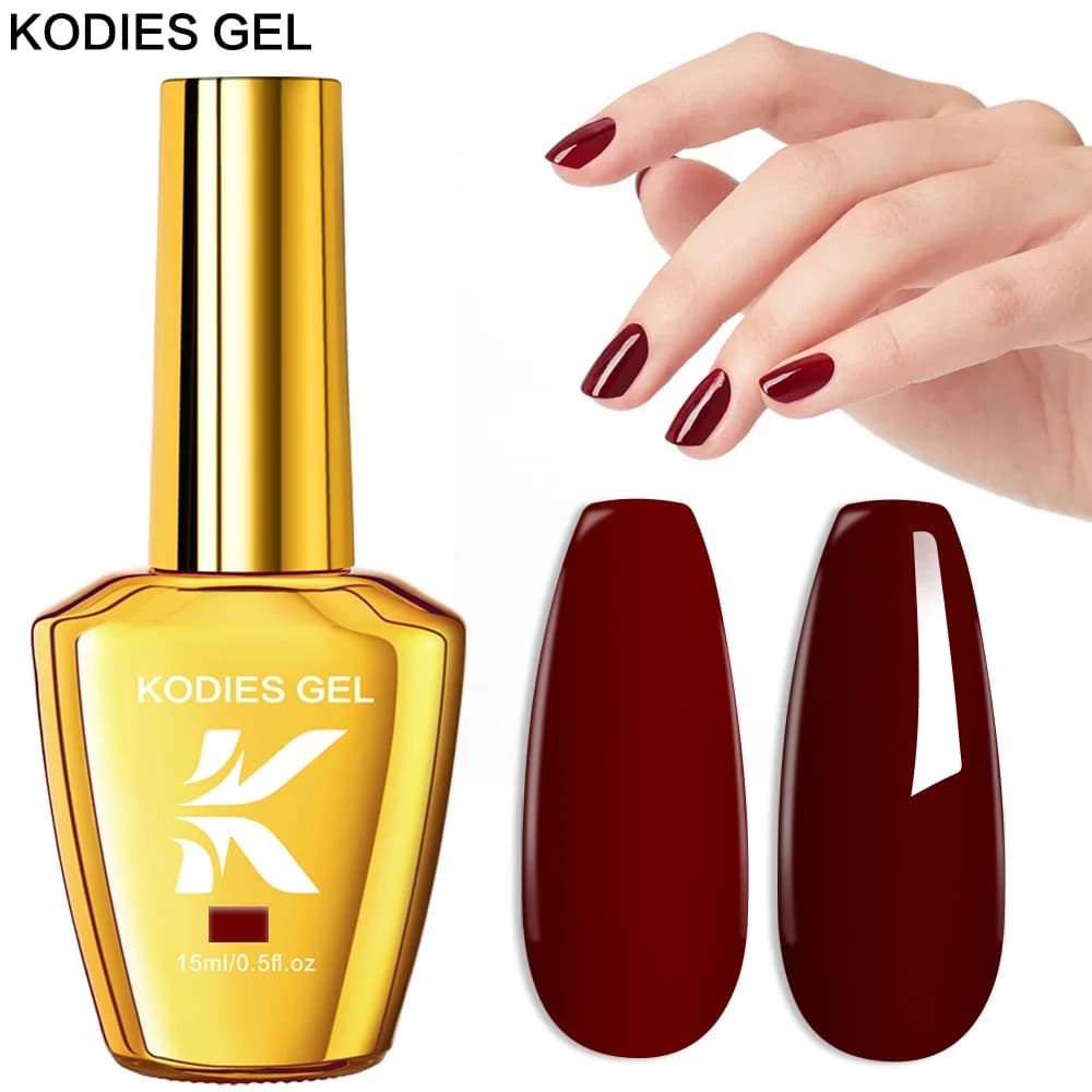 KODIES GEL Smalto per unghie gel rosso bordeaux 15ML Soak Off Gel Smalto Lampada UV semipermanente Lacca per unghie Manicure Unghie Salone d'arte