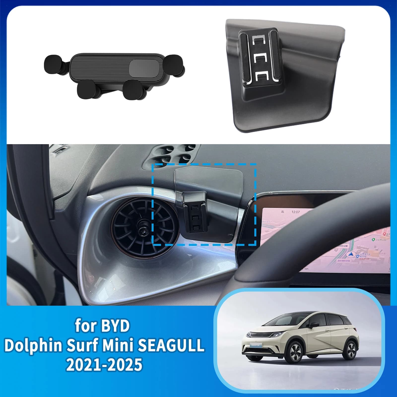 Staffa GPS Supporto di Navigazione Auto per BYD Dolphin Surf Mini SEAGULL 2021 2022 2023 2024 2025 Supporto Del Telefono Mobile Per Auto