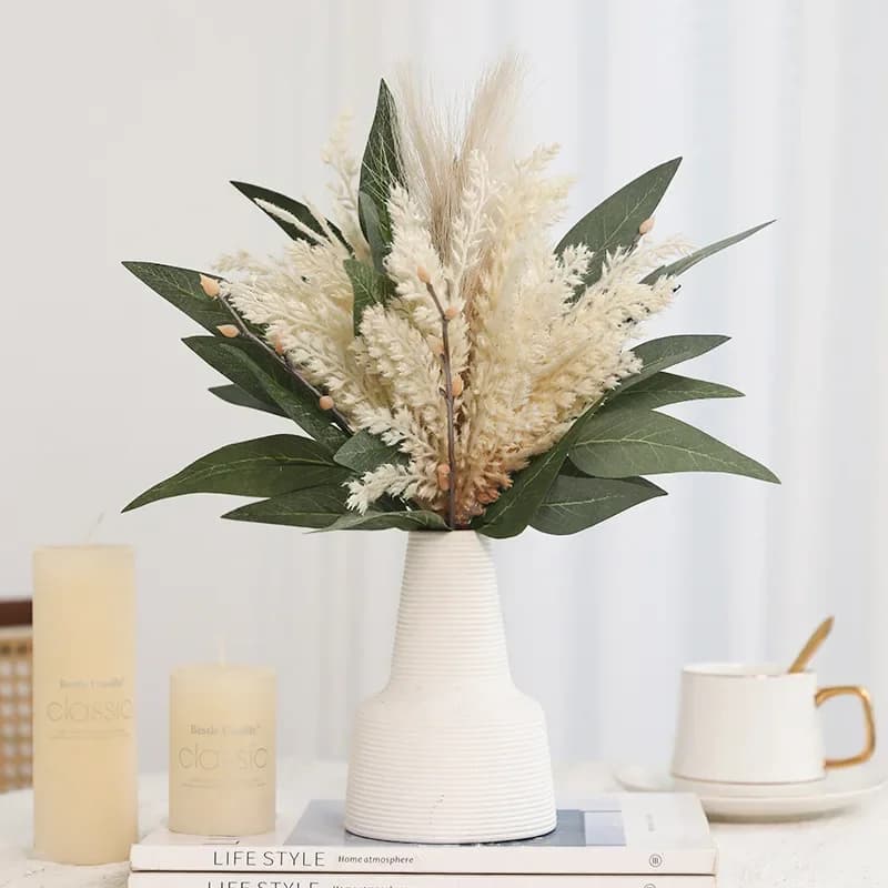 2 bundles premium sense simulation flower reed sage bouquet fake flower European style home dining table decoration fake bouquet