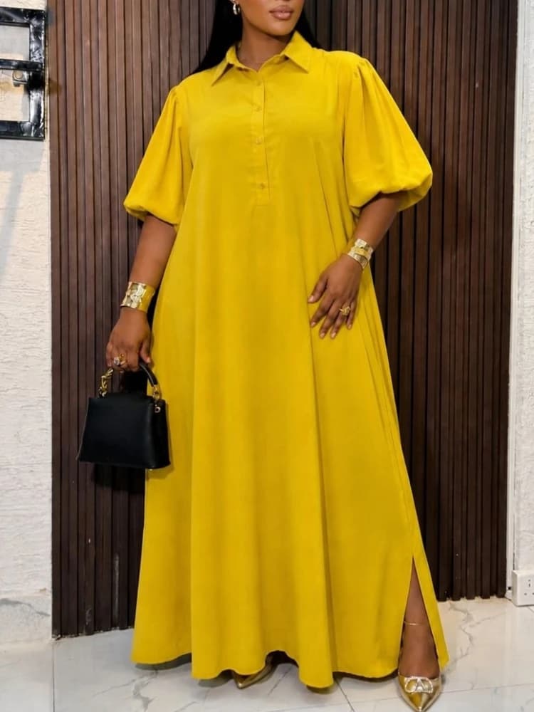 L-3XL Plus Size Clothes Dresses Women Autumn Summer Robes 3/4 Sleeve Street Style Casual 3XL Big Size Maxi Dress Oversized