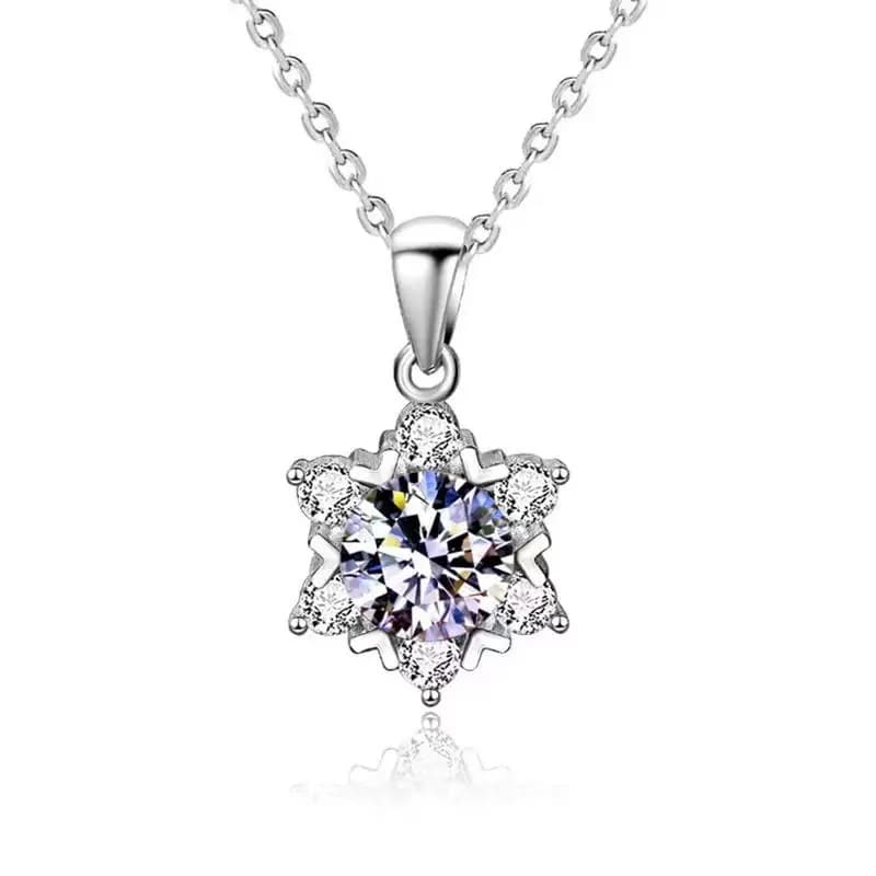 S925 Sterling Silver Moissanite Snowflake Necklace Women's Pendant Lightweight Luxury Unique Choker Chain Jewelry Accessory