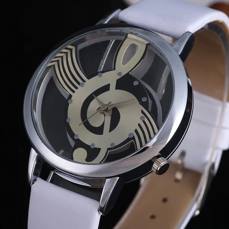 Simple Wrist Watch Women's Casual Black Leather exquisite with round dial in the shape of fashionable cava music Relojes Drop Shipping