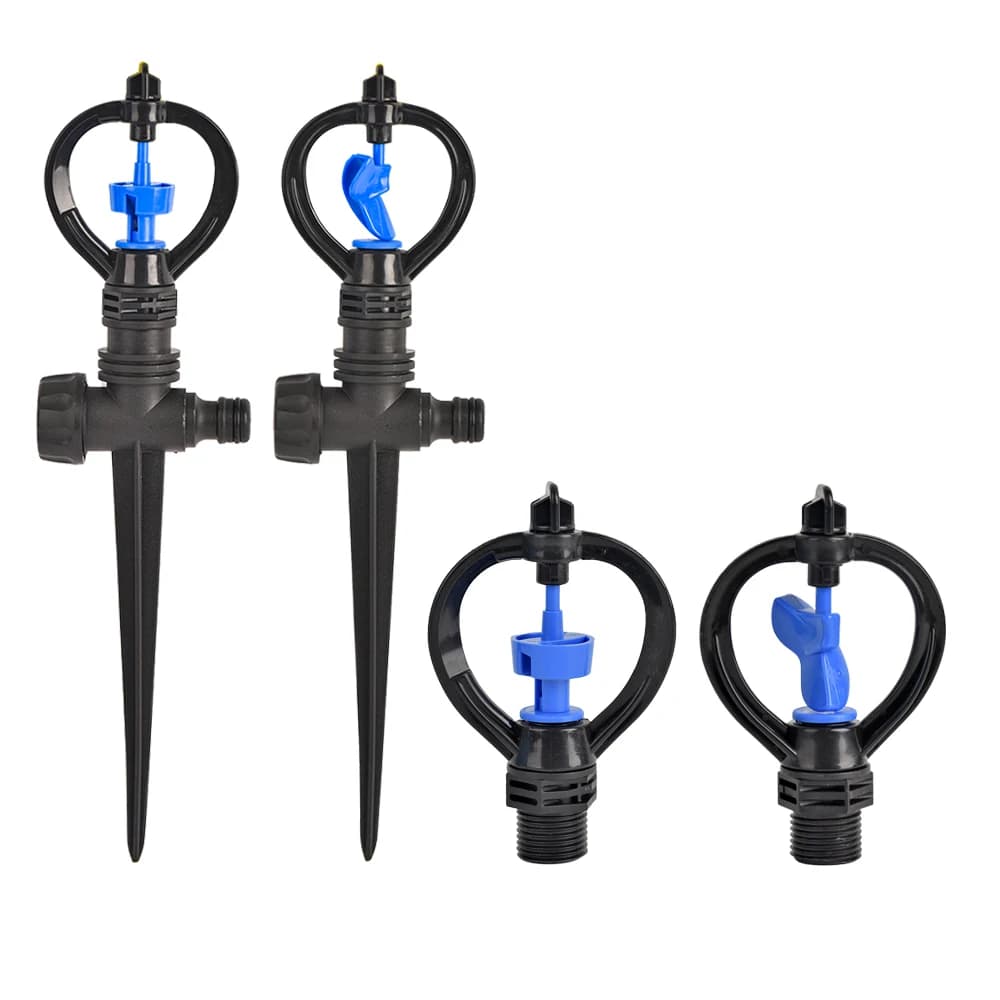 1Pc Garden Lawn 360 Degree Rotating Sprinkler 1/2" Thread Scattering Nozzle Automatic Rotating Watering Nozzle With Support