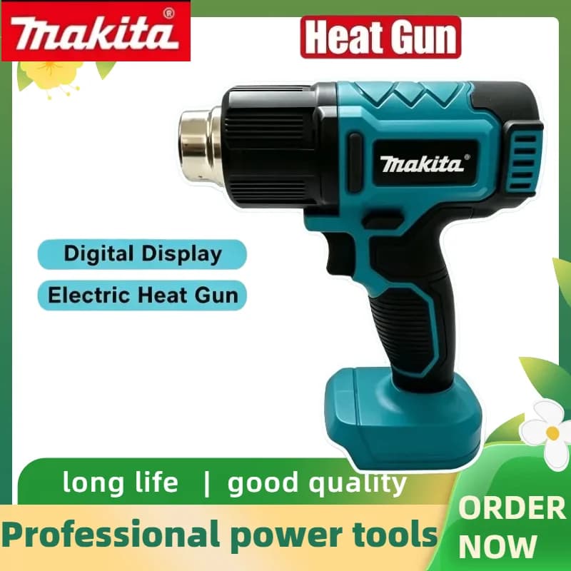 Makita Cordless Handheld Adjustable Temp Hot Air Gun Electric Heating Tool Equipped With 3 Replaceable Nozzles For 18V 20V
