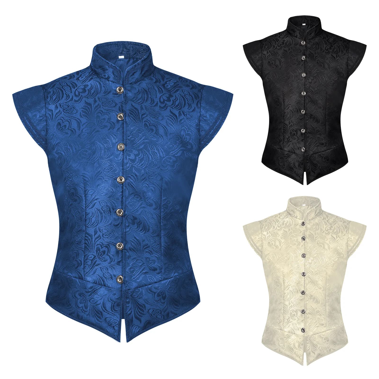 Gilet da uomo vintage vittoriano gilet senza maniche slim jacquard paisley gilet cosplay gilet Steampunk gilet medievale