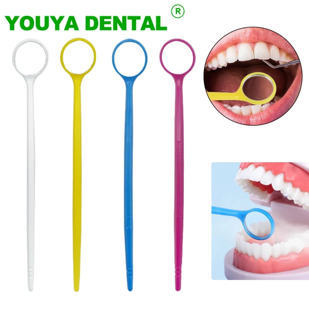100 pcs Dentale Mouth Use Mirror And Plastic Drop Dentist Mirror Reflector Hygiene Oral Control Mirror Tooth Whitening Tools