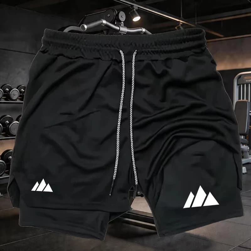 Men's 2-in-1 Double-Layer Running Shorts Sportswear Gym Fitness Training Jogging Double Layered Comfortable Fit Running Shorts