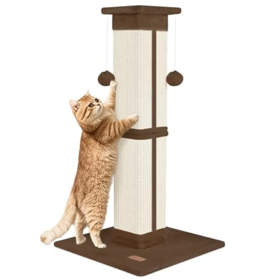 Tiragraffi per gatti da interno da 33 pollici, Tiragraffi alto per gatti, Tiragraffi a torre per stretching completo del corpo, Proteggi i tuoi mobili