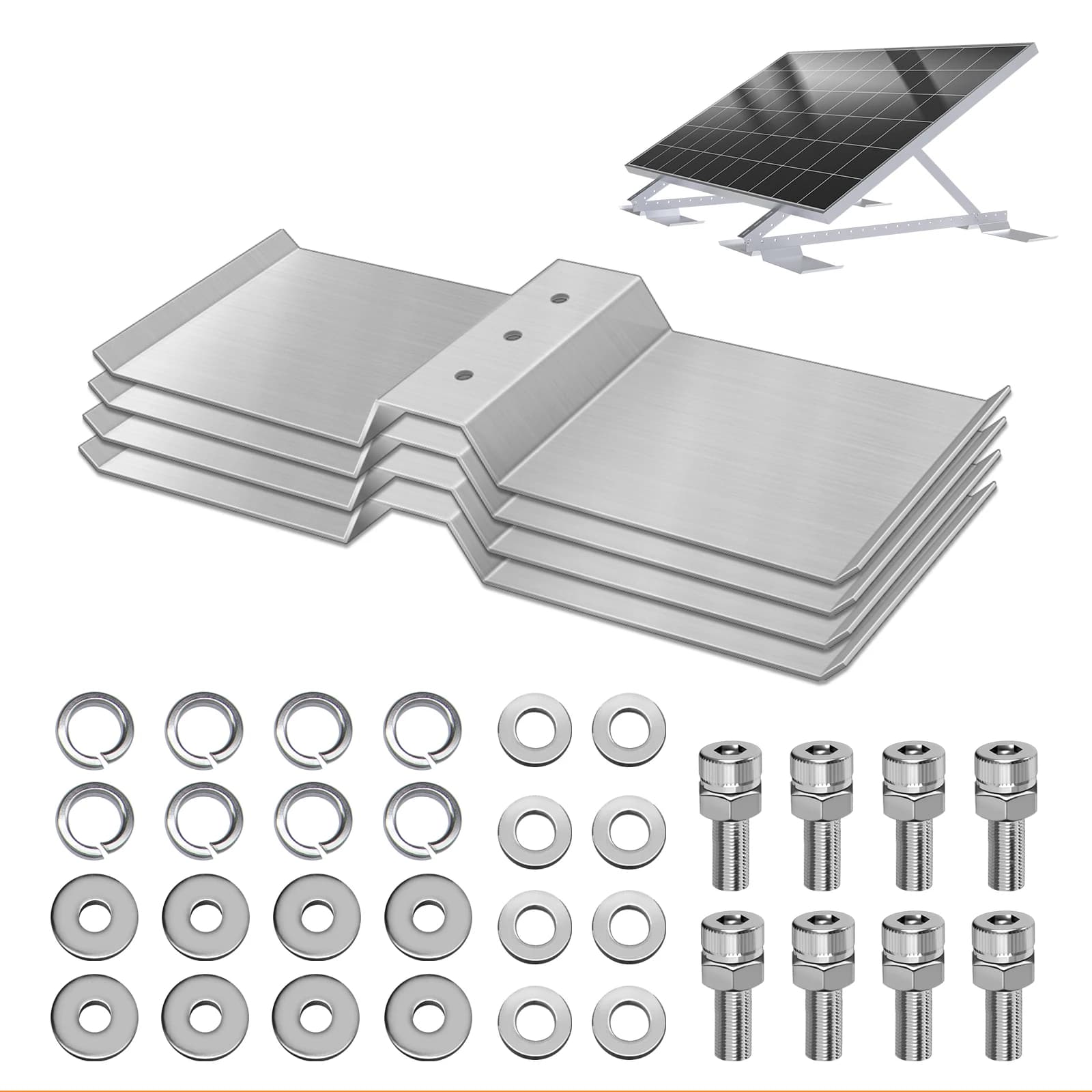 Set di 4 Supporti in Alluminio per Pannelli Solari, Piastre di Zavorra, Supporto per Montaggio Inclinabile Regolabile, Ideale per