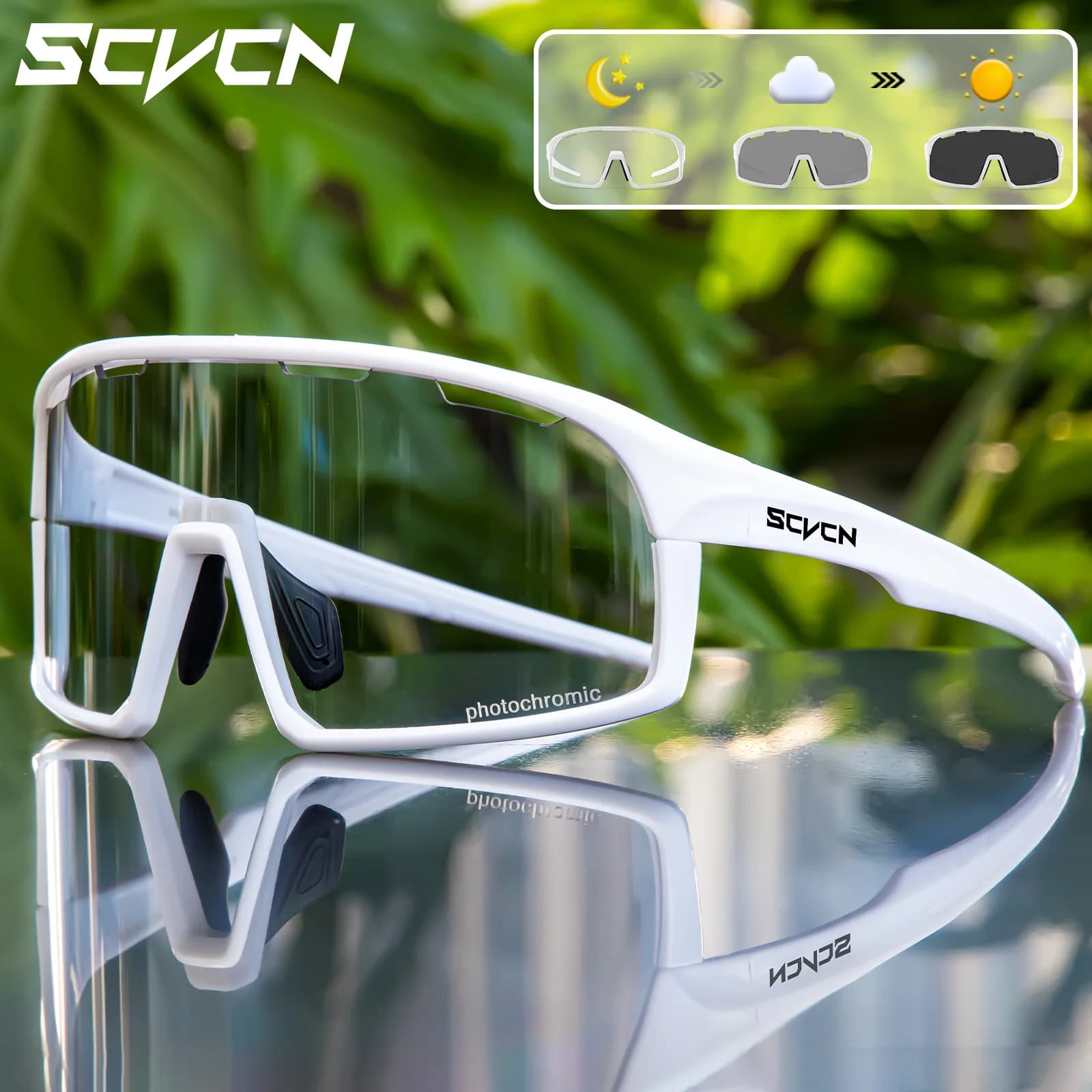 SCVEN New photochromatic glasses Cycling sunglasses Man Outdoor sports glasses Woman Guide Cycling glasses UV400 trekking glasses