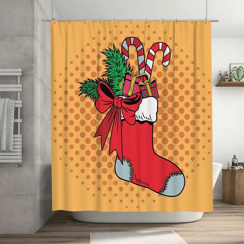 TU Tenda da doccia natalizia Decorazioni festive per le vacanze Renna Modello di Babbo Natale Decorazioni per il bagno impermeabili Idea regalo di NATALE Accogliente Hom