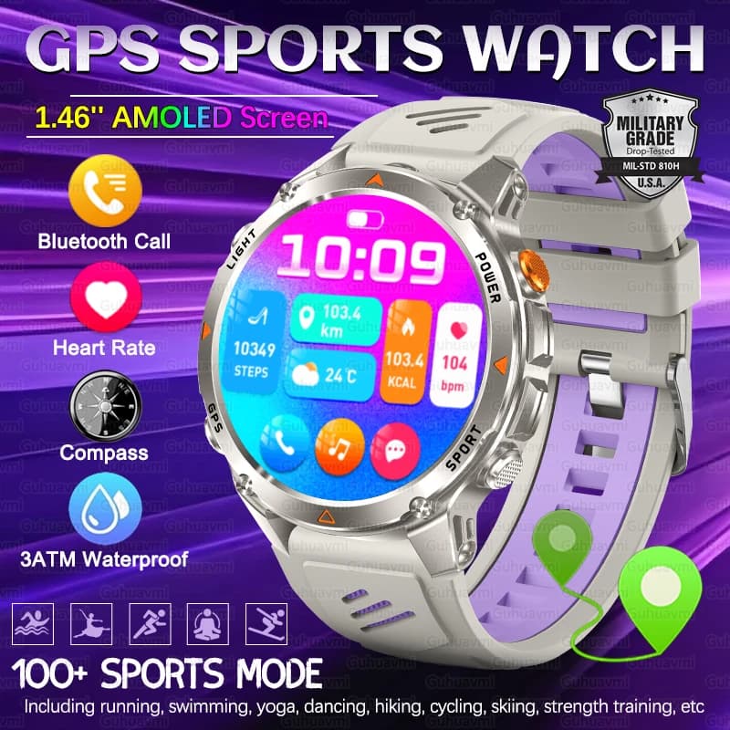 Women's Sports Smartwatch GPS Call Bluetooth Voice Assistant Women's Health Monitor Battery 540mAh Waterproof Intelligent Swimming Watch 3ATM