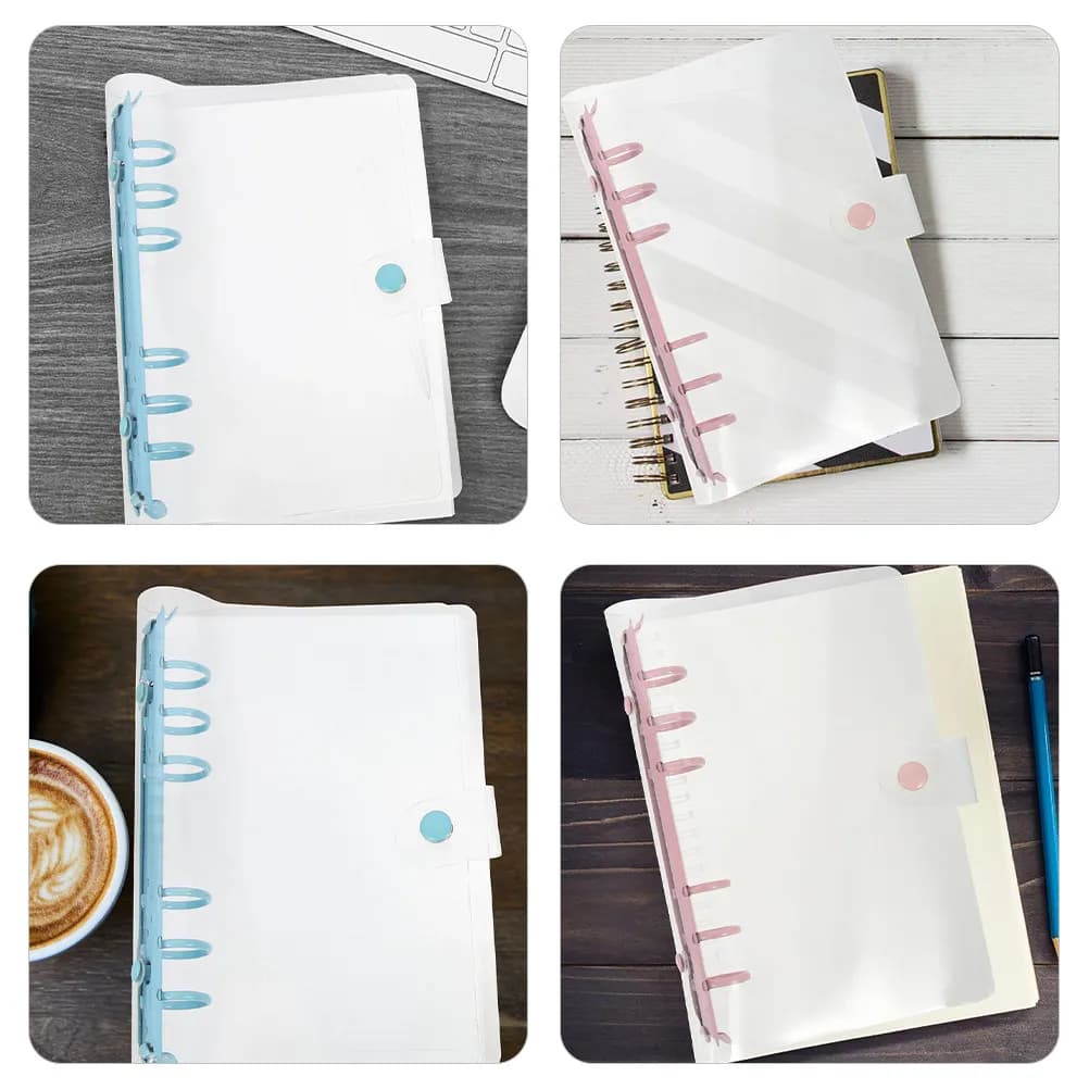 2Pcs A6 Notebook Binder Clear Delicate Binder Organizer Reusable Notebook Shell Office File Folder Document Organizer