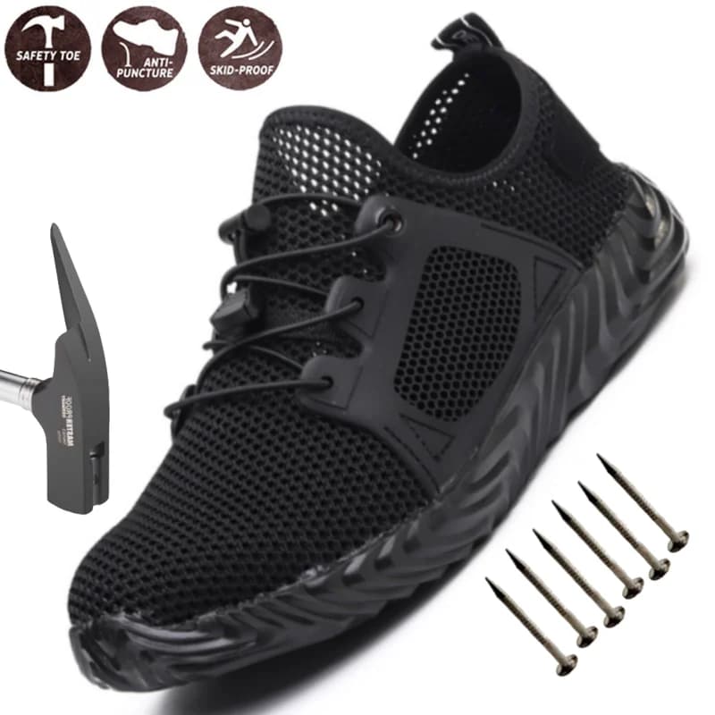 Scarpe antinfortunistiche indistruttibili con punta in acciaio Scarpe da ginnastica leggere e traspiranti per scarpe protettive di sicurezza per la stagione calda da uomo