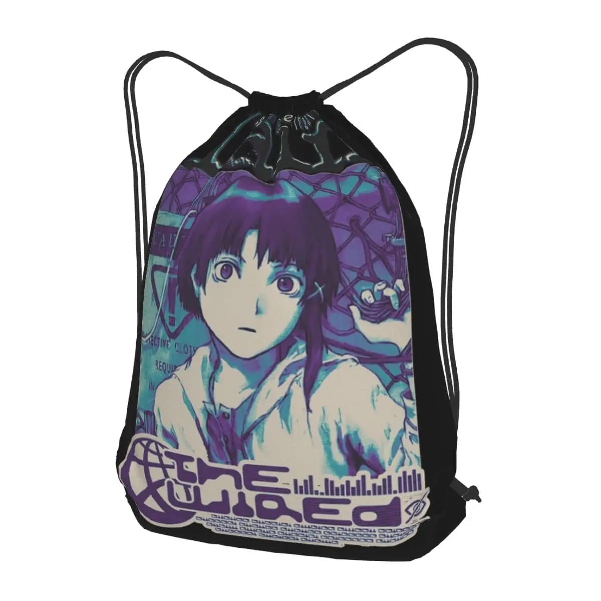 Zaini Serial Experiments Lain, borse casual con coulisse, borse sportive, borse porta libri per viaggi e scuola