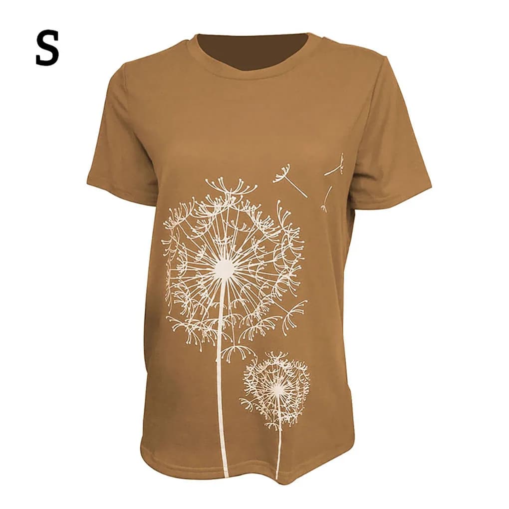Camicie da donna Manica corta Stile tarassaco ple Top T-shirt estive Abbigliamento universale con stampa floreale Abbigliamento quotidiano Blu L