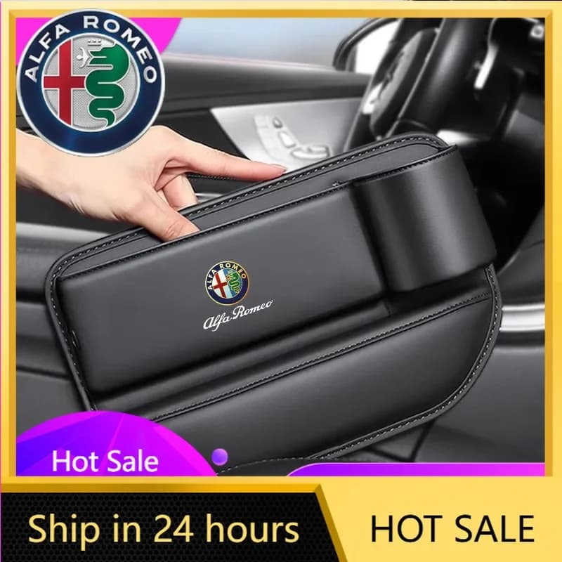 Adesivi per auto Alfa Romeo, organizer per sedile auto, scatola portaoggetti in pelle, tasca laterale portaoggetti, porta carte, portachiavi, portabicchieri per Alfa.